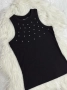 черен потник с перлички, снимка 1