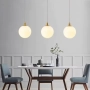 Висяща лампа глобус „Opal Globe“ – стъклена сфера с меко дифузно осветление и метални акценти, снимка 5