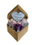 Дървена кутия сърце със 7 сапунени рози розово-лилави нюанси, снимка 1 - Сувенири от дърво - 46033268