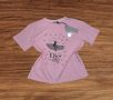 *Dior* Дамска тениска с къс ръкав в бебешко розово, oversized, снимка 1 - Тениски - 45767725