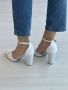 Дамски затворени сандали с ток и бляскави линии, отразяващи вашия уникален стил, снимка 7
