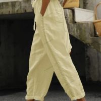 Дамски едноцветни памучни ленени ежедневни панталони, 4цвята , снимка 7 - Панталони - 45815199