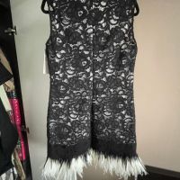 Donna Karan NY black label Runway Мини рокля с пера, М, снимка 7 - Рокли - 45878561