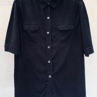 Черна риза копринен трикотаж, снимка 7 - Ризи - 45256928