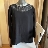 Черна блуза с дантела Francomina, снимка 1 - Блузи с дълъг ръкав и пуловери - 45433045