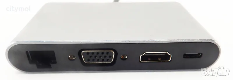 8 в 1 USB C хъб, алуминиев, 3xUSB 3.0, HDMI 4K, 1080P VGA, PD 87W, 1000 Mb LAN, 3.5 mm Audio, снимка 1