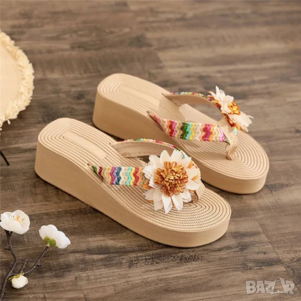 Дамски летни чехли с висока подметка , снимка 1