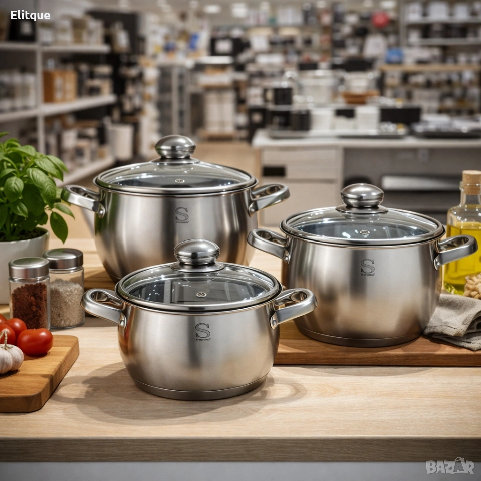 Комплект тенджери Swissgold EMMIE (SG-18099) – 3 броя с 5-слойно капсуловано дъно, снимка 1