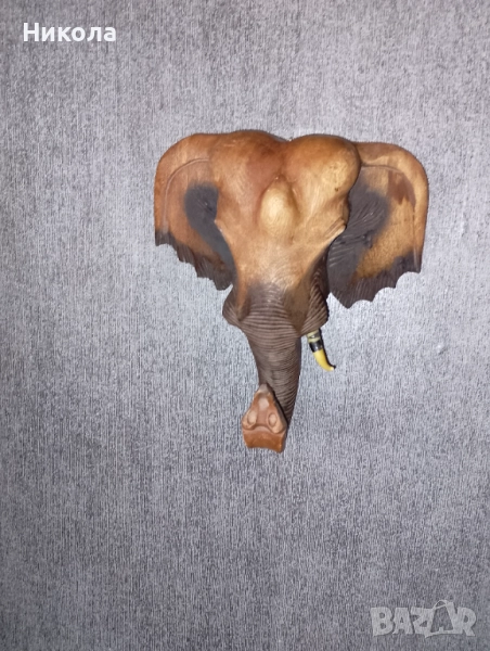 Голяма слонска дървена глава, снимка 1