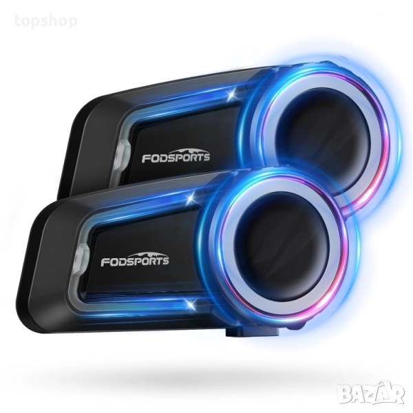 Чисто нови 2 интерком с за 10 човека Fodsports FX7 10 Riders Mesh Bluetooth слушалки за мотоциклет.., снимка 1