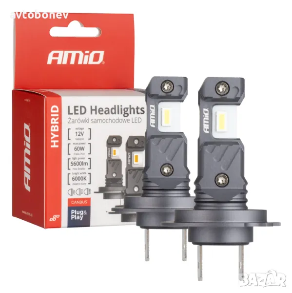 LED крушки AMIO Hybrid H7-12V-6000K к-т/2 бр./, снимка 1