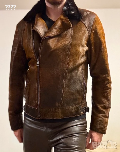 Мъжко яке от естествена кожа с косъм от пони, снимка 1