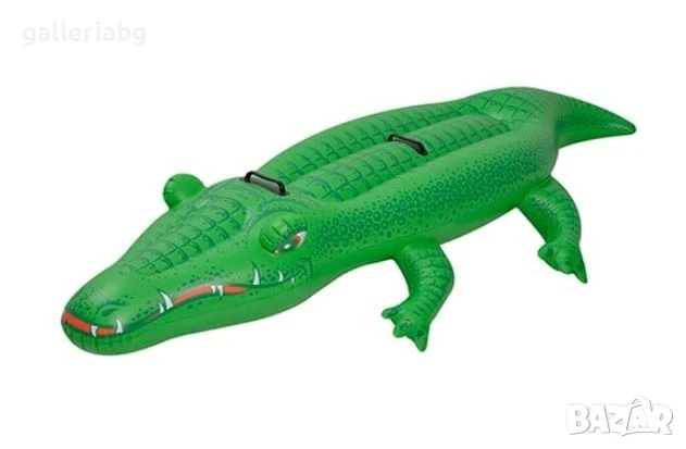 Голям надуваем крокодил 200×110 см – зелена водна играчка, снимка 1