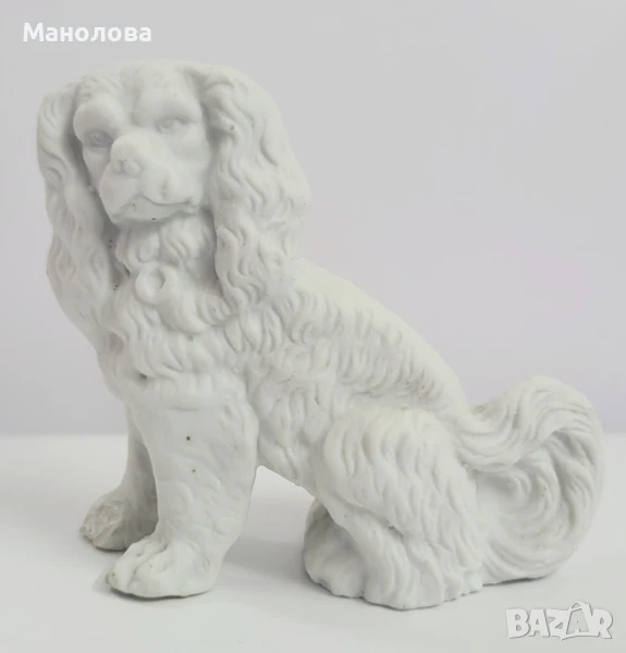 Фигурка на Пудел изработена от не глазиран бисквитен порцелан., снимка 1