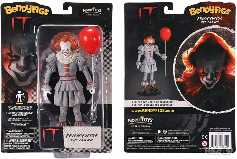 Екшън фигура The Noble Collection Movies: IT - Pennywise (Bendyfigs), 19 cm, снимка 1