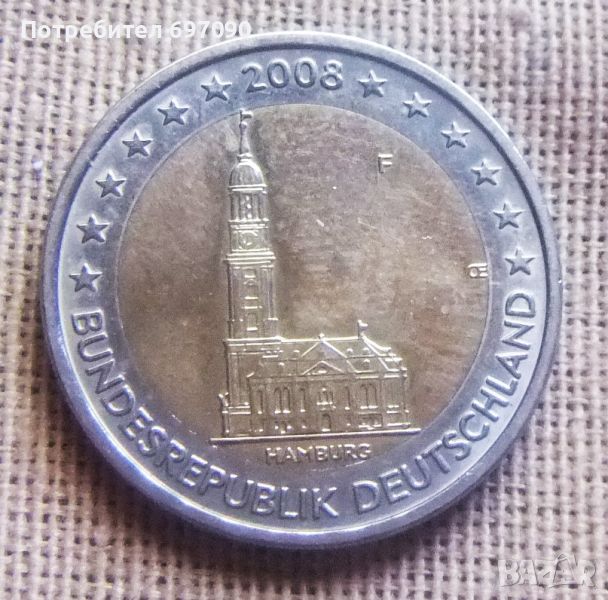 Германия - 2 евро 2008 F, снимка 1