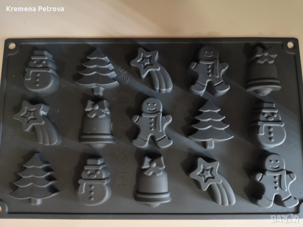 силиконова форма за печене Ernesto за коледни бонбони или шоколадови изделия, мини кексчета Цена 5,5, снимка 1