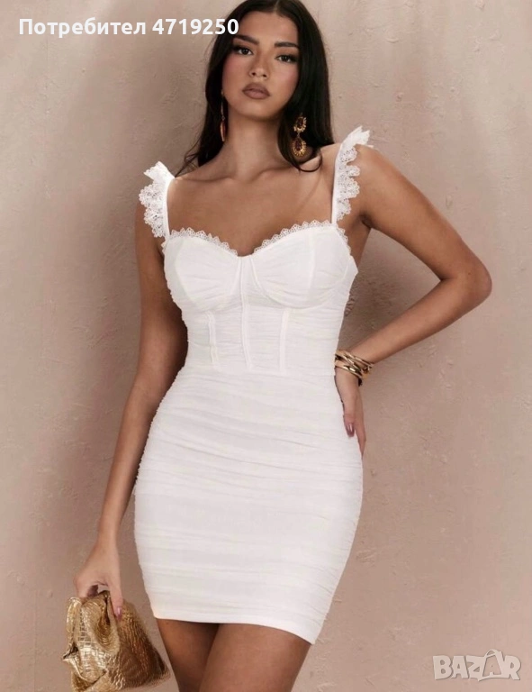 Елегантна бяла рокля , снимка 1