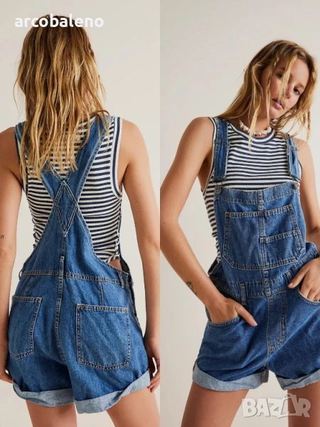 Дамски дънков къс гащеризон, 3цвята , снимка 1