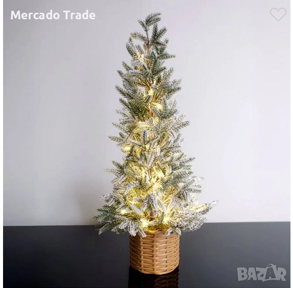Декоративна коледна снежна ела със саксия и LED осветление, 60см, снимка 1