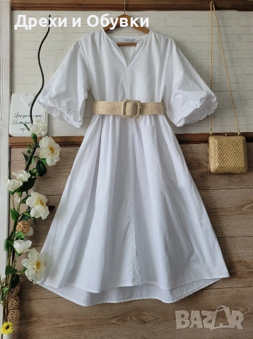 Бяла лятна рокля памучна материя , снимка 7 - Рокли - 54235168