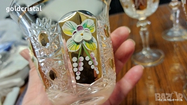 кристални чаши Чехословакия Бохемия , снимка 5 - Антикварни и старинни предмети - 53398146