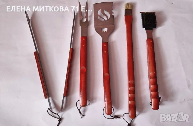 Комплект големи масивни прибори за барбекю в дървен куфар, снимка 3 - Барбекюта - 52280967