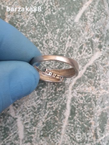 Сребърен пръстен с циркони 5 броя, снимка 4 - Пръстени - 45959728