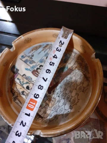 Сатцума Satsuma стар ваза пепелник порцелан маркиран, снимка 7 - Антикварни и старинни предмети - 53357633