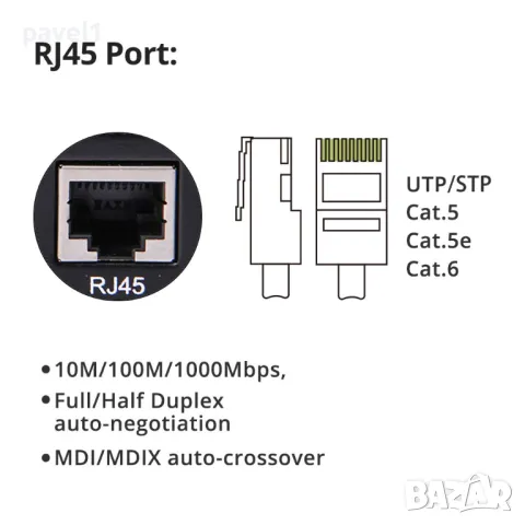 10Gtek 1.25g 10/100/1000m Media Converter SFP Slot, снимка 3 - Мрежови адаптери - 47369670