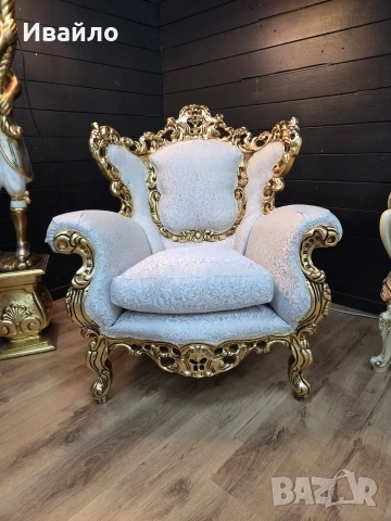 Италианска барокова холна гарнитура , снимка 4 - Дивани и мека мебел - 53698130