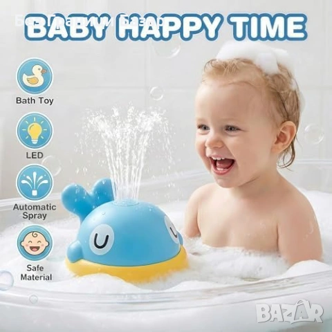 Нова Водна играчка Светещ кит за баня с пръскалка, USB зареждане, 120 мин, снимка 4 - Други - 53694654