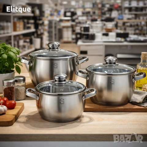 Комплект тенджери Swissgold EMMIE (SG-18099) – 3 броя с 5-слойно капсуловано дъно, снимка 6 - Съдове за готвене - 53057805