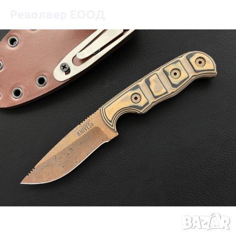 Нож Dawson Deep Notch с острие Arizona Copper, в цвят tan/black - 8,25 см, снимка 1 - Ножове - 45249114