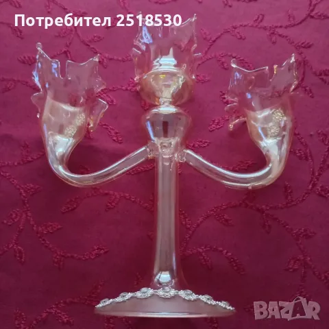 Изящен стъклен свещник , снимка 3 - Декорация за дома - 49720201