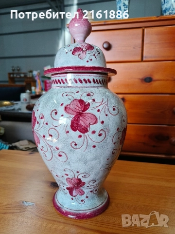 Уникална ръчно рисуван ваза с капак, снимка 3 - Вази - 52165738