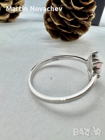 Сребърен пръстен с етиопски опал, снимка 4 - Пръстени - 52883210