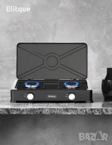 Двоен газов котлон с капак и автоматично запалване Rosberg, 30mbar 2x2.2kWh