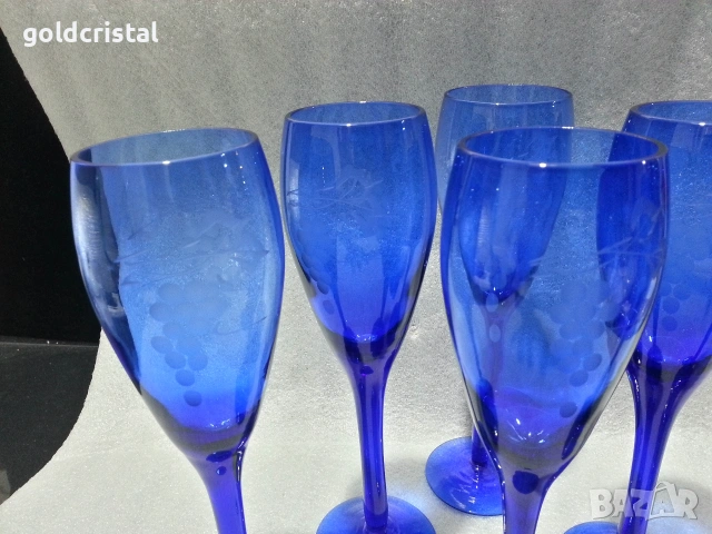 стари стъклени чаши цветно стъкло , снимка 3 - Антикварни и старинни предмети - 53138323