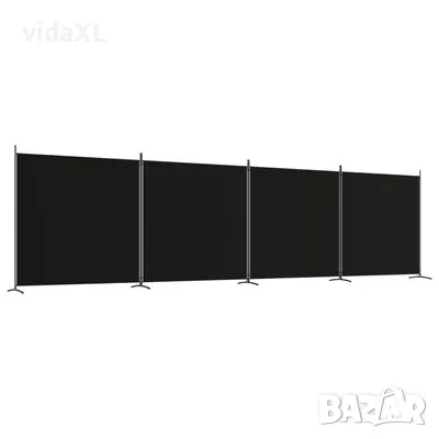 vidaXL Параван за стая, 4 панела, черен, 698x180 cм, плат (SKU:350285), снимка 1 - Паравани - 48410559