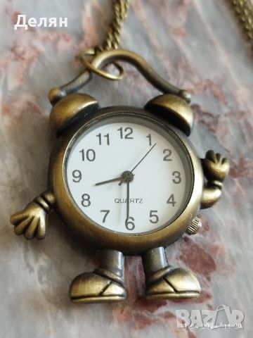 ПРОМОЦИЯ!!! Винтидж колие-часовник с форма на будилник, снимка 2 - Колиета, медальони, синджири - 45224743