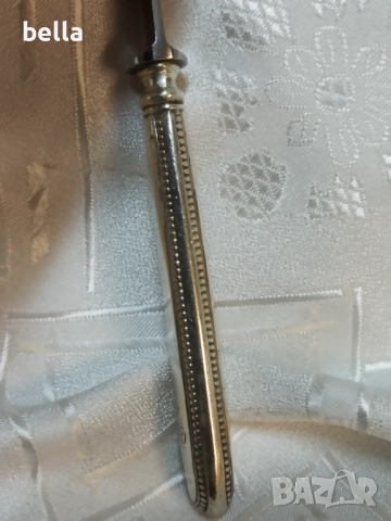 Стар сребърен нож с дължина 20,5 см маркировка за сребро ,общи тегло 58 грама , снимка 4 - Антикварни и старинни предмети - 52676279