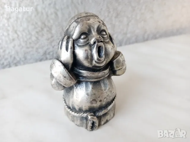 Фигура,маркирана,Италия,монах пеещ,винтидж,Italy, Pewter, снимка 3 - Антикварни и старинни предмети - 48489728