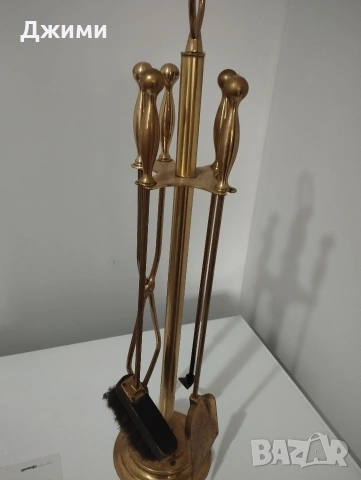 масивен бронзов каминен комплект, снимка 4 - Антикварни и старинни предмети - 53932138