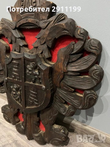 Декоративно пано, дърворезба на герб, снимка 3 - Други - 54269854