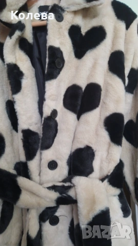 Палто с изкуствен косъм Pieces, снимка 2 - Палта, манта - 50751269