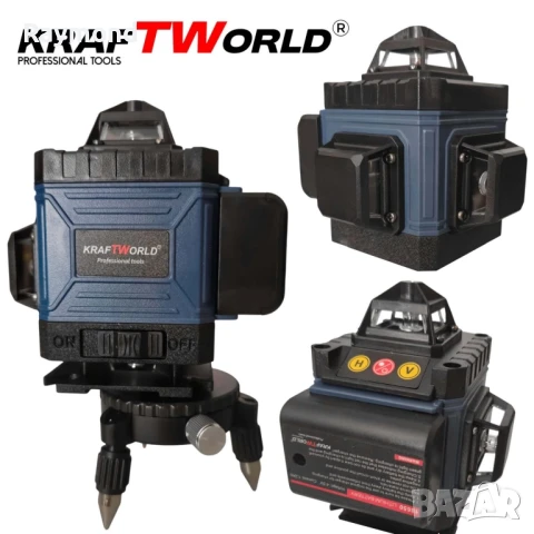 Акумулаторен комплект KraftWorld 5в1 – Лазерен Нивелир, Гайковерт – Винтоверт, Перфоратор, Ъглошлайф, снимка 8 - Други инструменти - 51053023