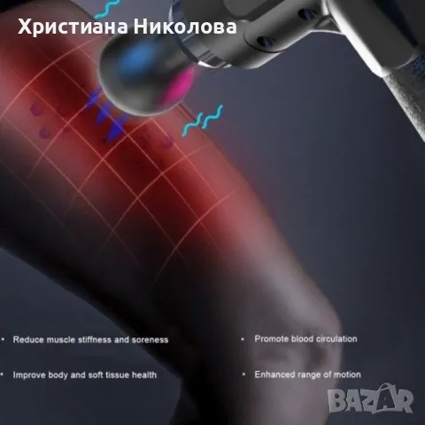 Масажиращ пистолет за мускули 4 в 1 , Fascial Gun HG-320, снимка 6 - Масажори - 48318905