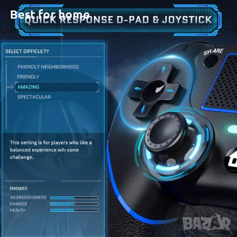 DIANVEN PS4 кабелен контролер за компютър, снимка 3 - Джойстици и геймпадове - 52564842