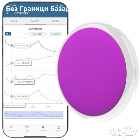 Нов 4 в 1 BLE датчик Температура Влажност Налягане Точка на оросяване